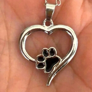 3 for $25/ Paw Print Cat Dog Pet Vet Animal Heart Silver Tone Necklace New NWT